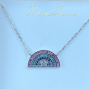 Mia Sarine Silver CZ Rainbow 🌈 Necklace